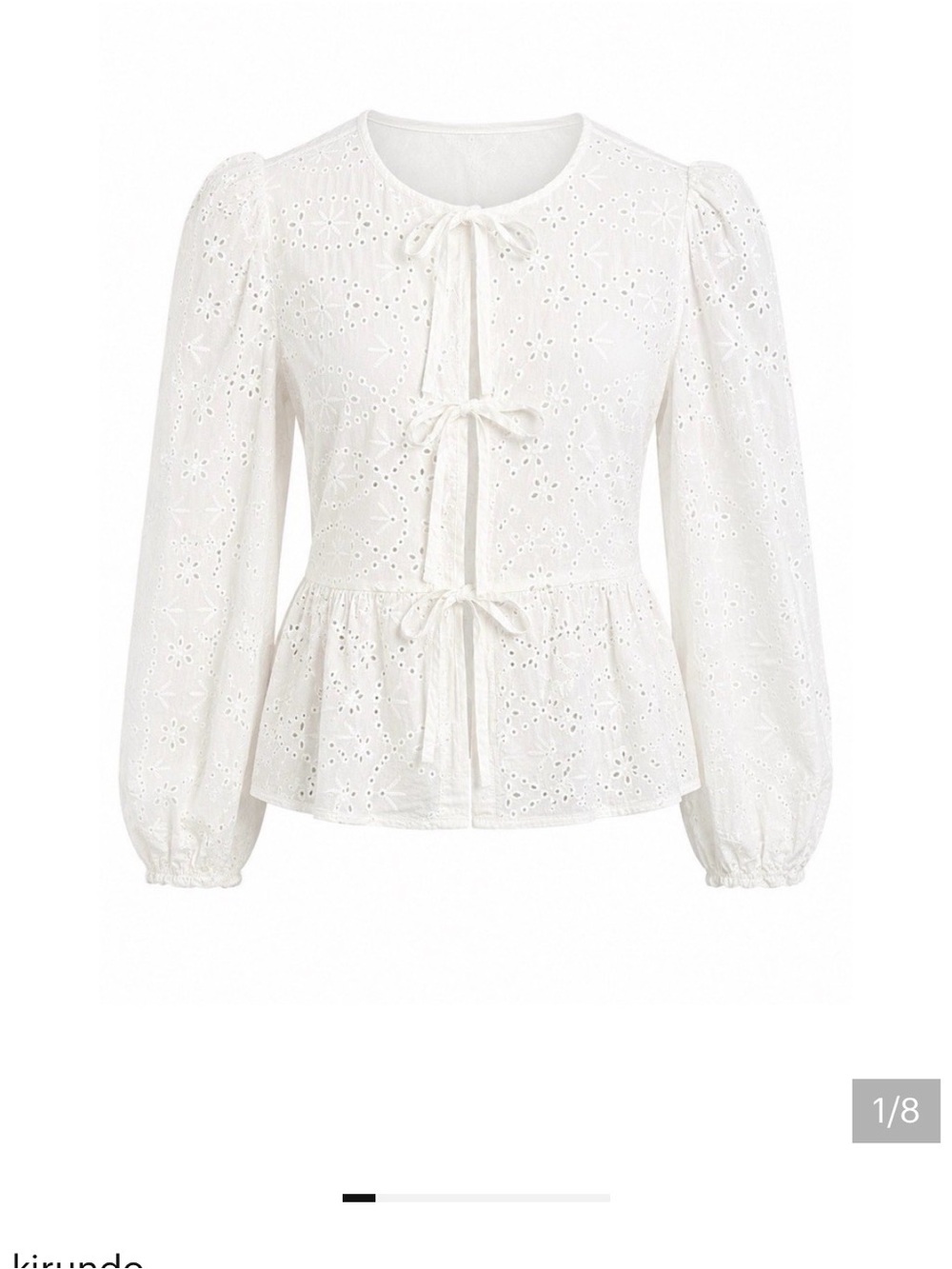 White Eyelet Blouse M Tie Front Cottagecore Coastal Chic Peplum Romantic Top